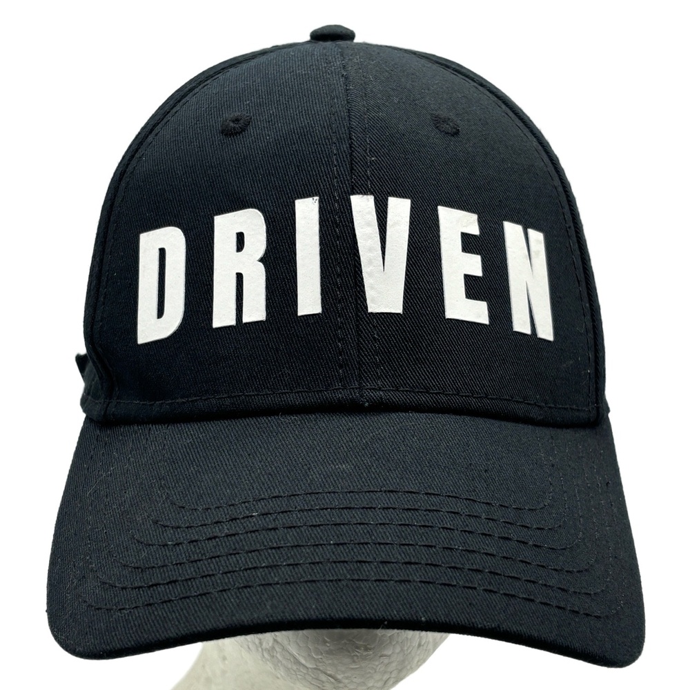 DRIVEN Baseball Cap Black White "DRIVEN" Text Adjustable Strap Motivational